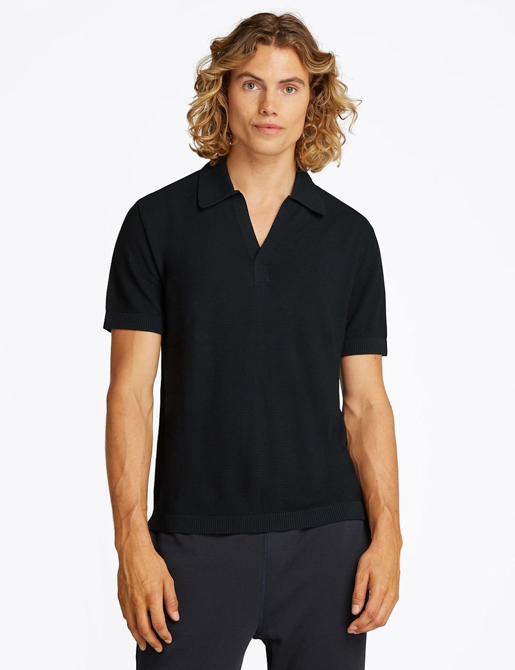Tommy Hilfiger Essential V-Neck Knitted Polo Shirt - XXL - Navy, Navy