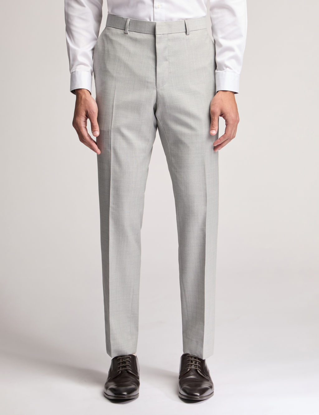 Ted Baker Slim Fit Wool Rich Flat Front Trousers - 30REG - Light Grey, Light Grey