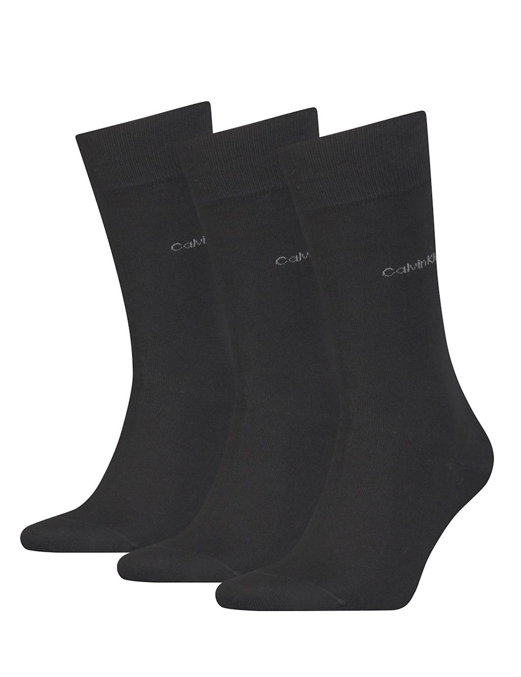 Calvin Klein 3pk Cotton Rich Socks - 1SIZE - Black, Black