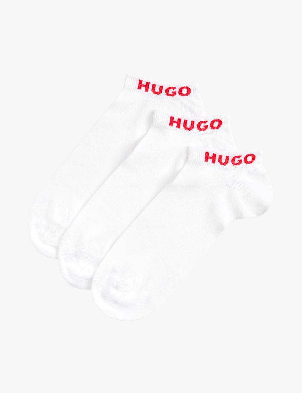 Hugo 3 Pack Logo Cotton Rich Trainer Socks - 5&frac12; -8 - White, White