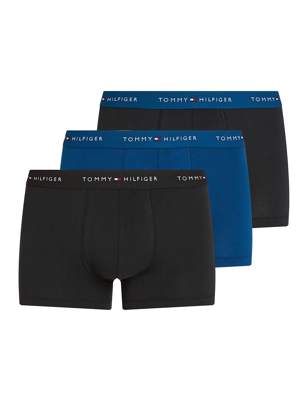 Tommy Hilfiger 3pk Signature Cotton Rich Trunks - Blue Mix, Blue Mix