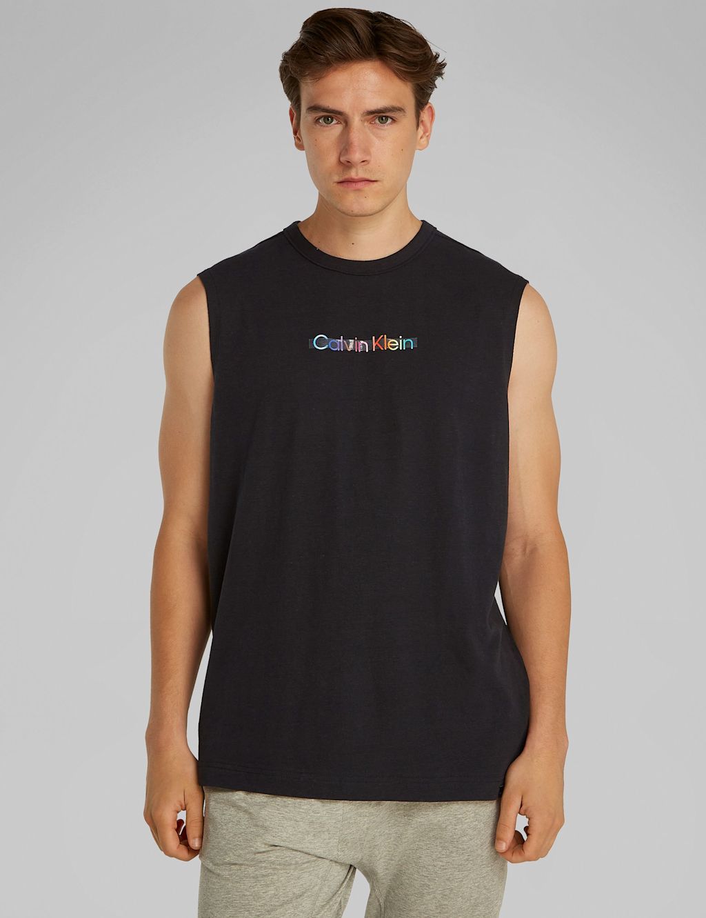 Calvin Klein Muscle Cotton Rich Loungewear Top - XL - Black, Black