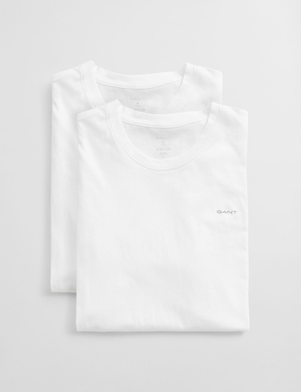 GANT 2 Pack Pure Cotton Crew Neck T-Shirts - L - White, White