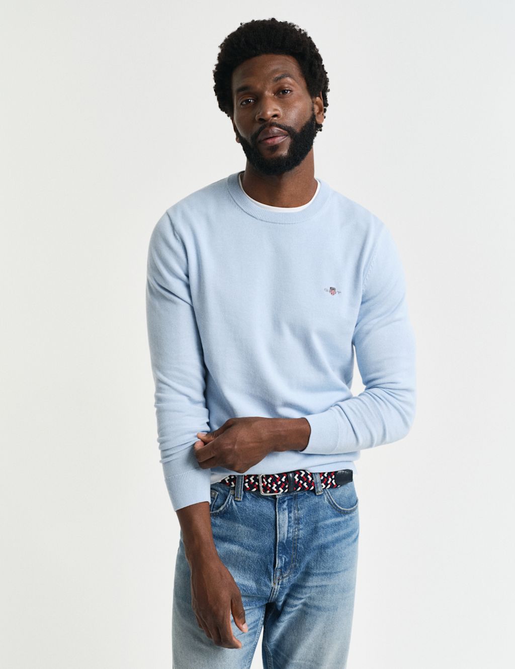 GANT Pure Cotton Crew Neck Jumper - Blue, Blue
