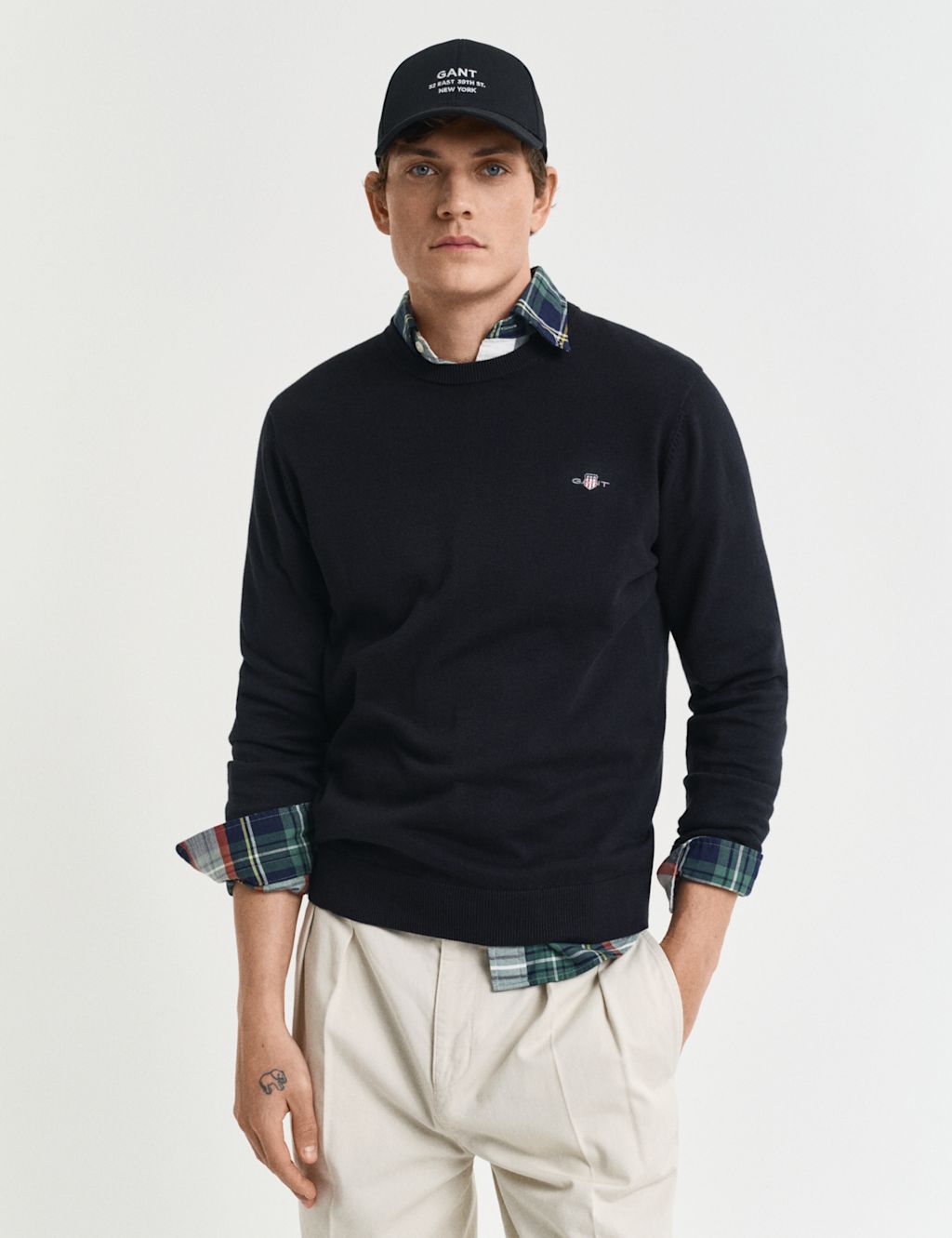 GANT Pure Cotton Crew Neck Jumper - Black, Black
