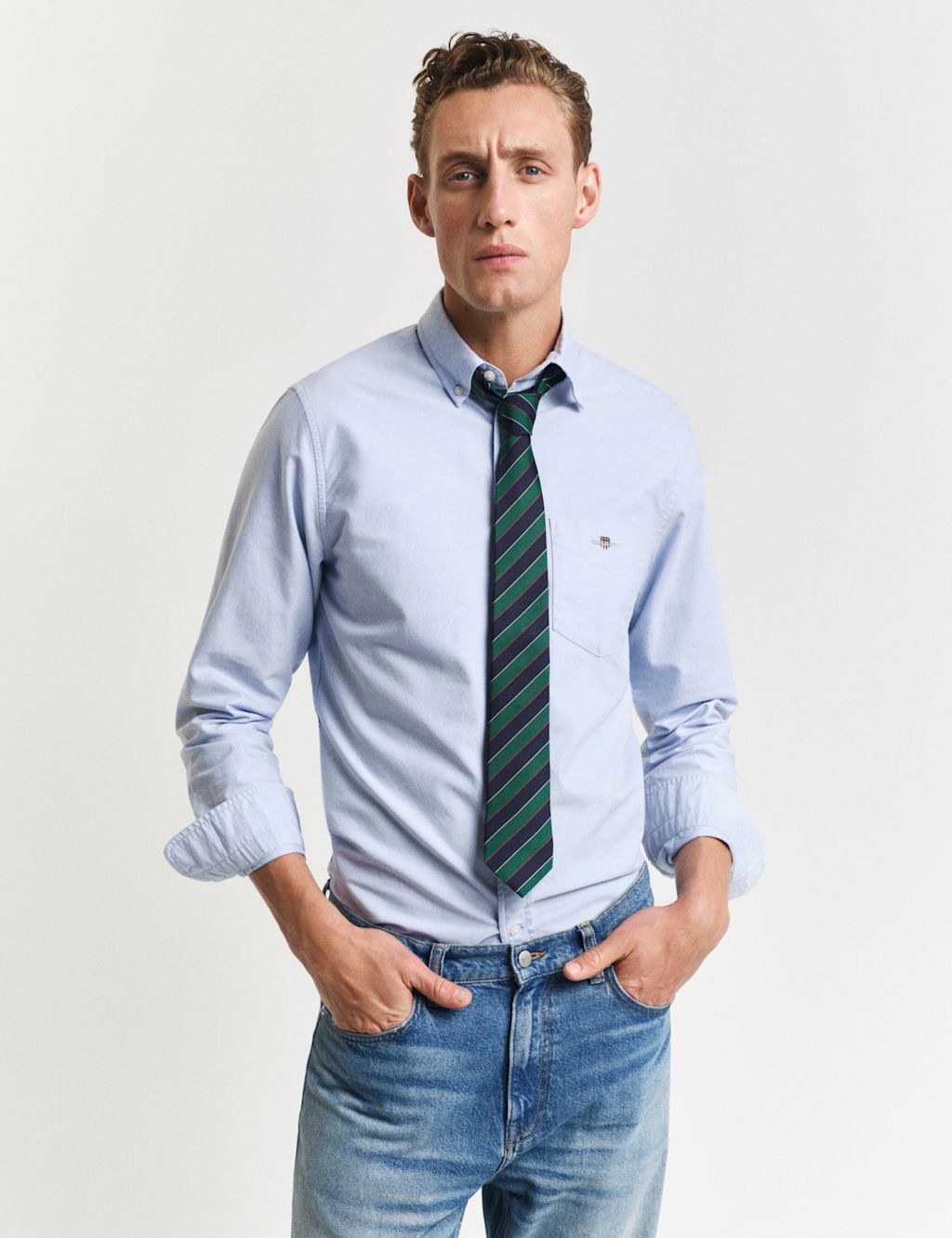 GANT Regular Fit Pure Cotton Oxford Shirt - XXXL - Light Blue, Light Blue