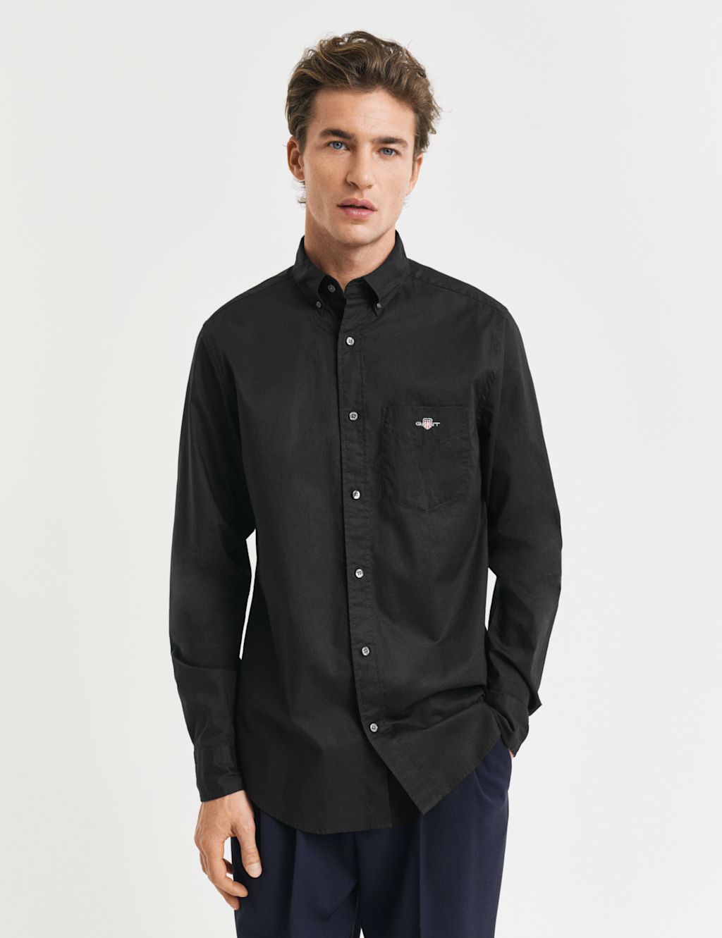 GANT Regular Fit Pure Cotton Oxford Shirt - Black, Black