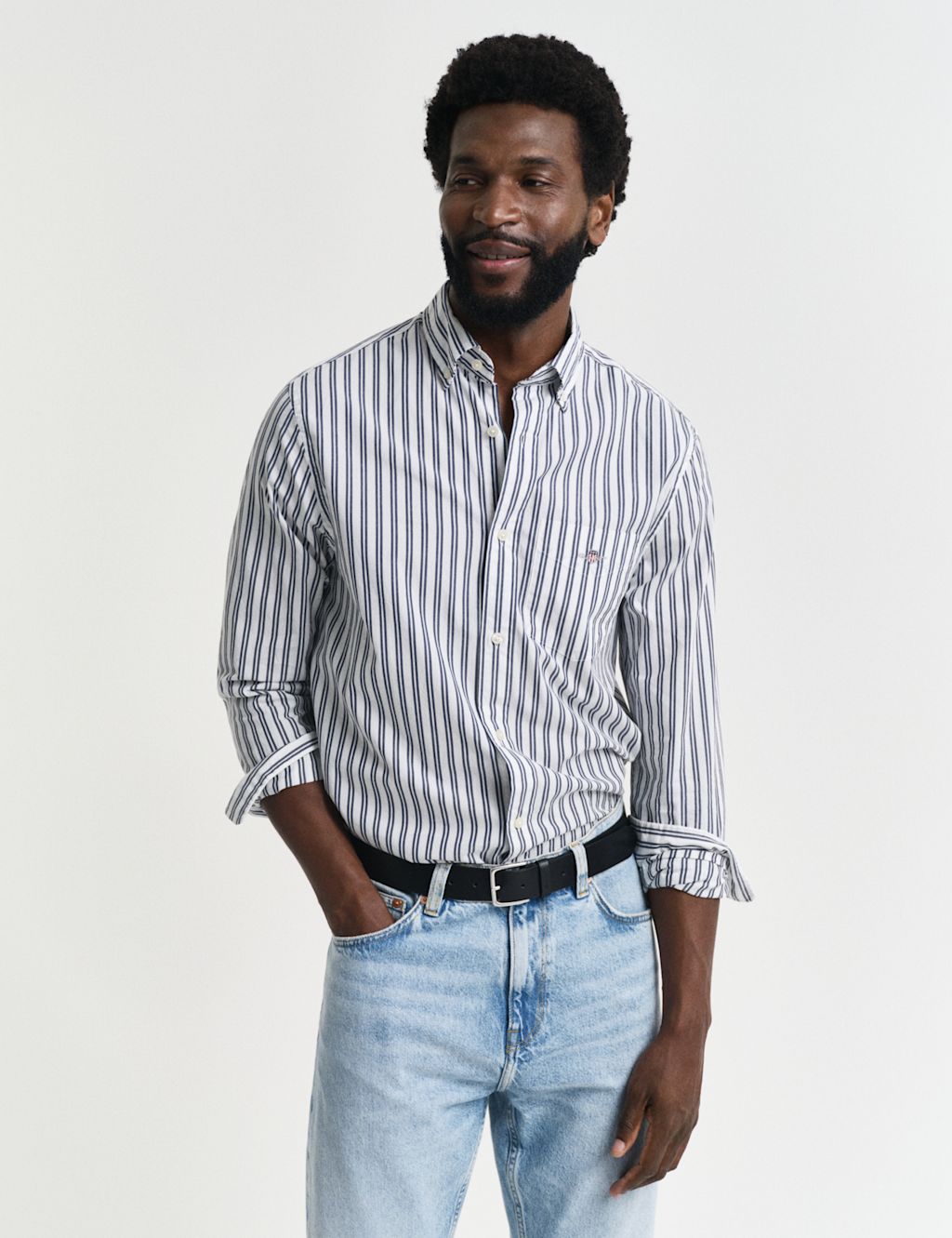 GANT Regular Fit Pure Cotton Striped Oxford Shirt - XXXL - White Mix, White Mix
