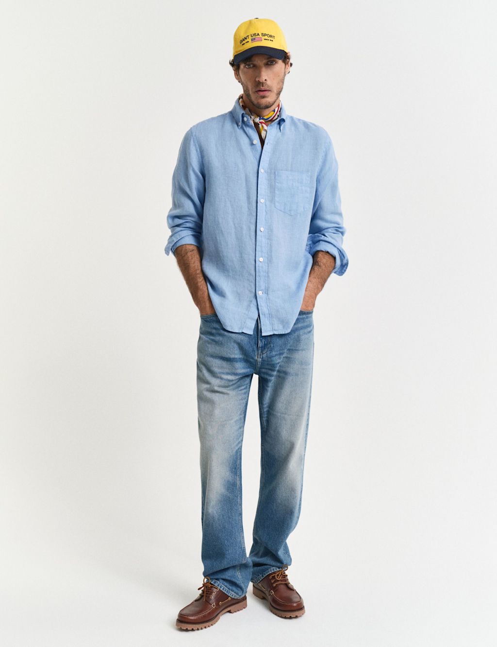 GANT Regular Fit Pure Linen Shirt - XL - Blue, Blue