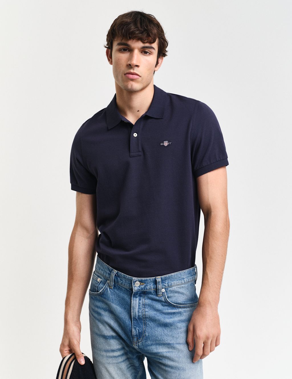 GANT Pure Cotton Piqué Polo Shirt - M - Navy, Navy
