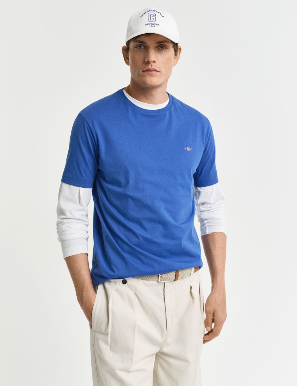 GANT Pure Cotton Crew Neck T-Shirt - Blue, Blue