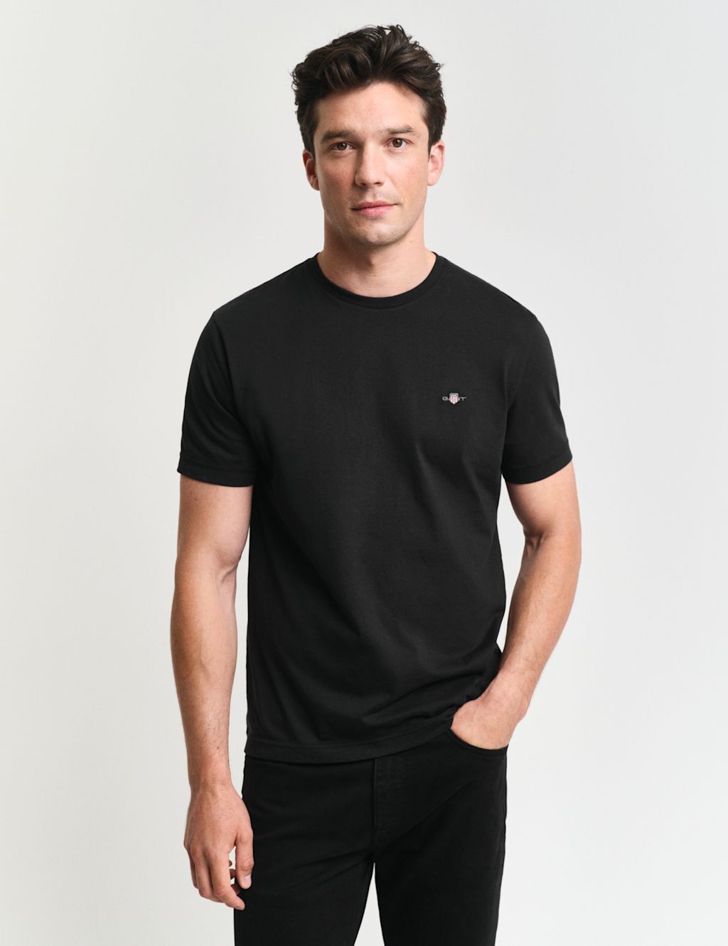 GANT Pure Cotton Crew Neck T-Shirt - Black, Black