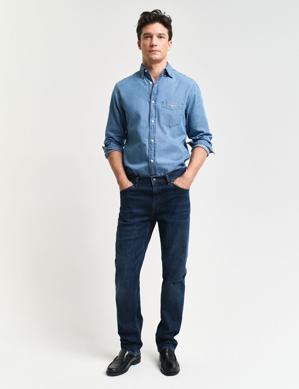 GANT Regular Fit Denim Jeans - 3030 - Mid Blue, Mid Blue