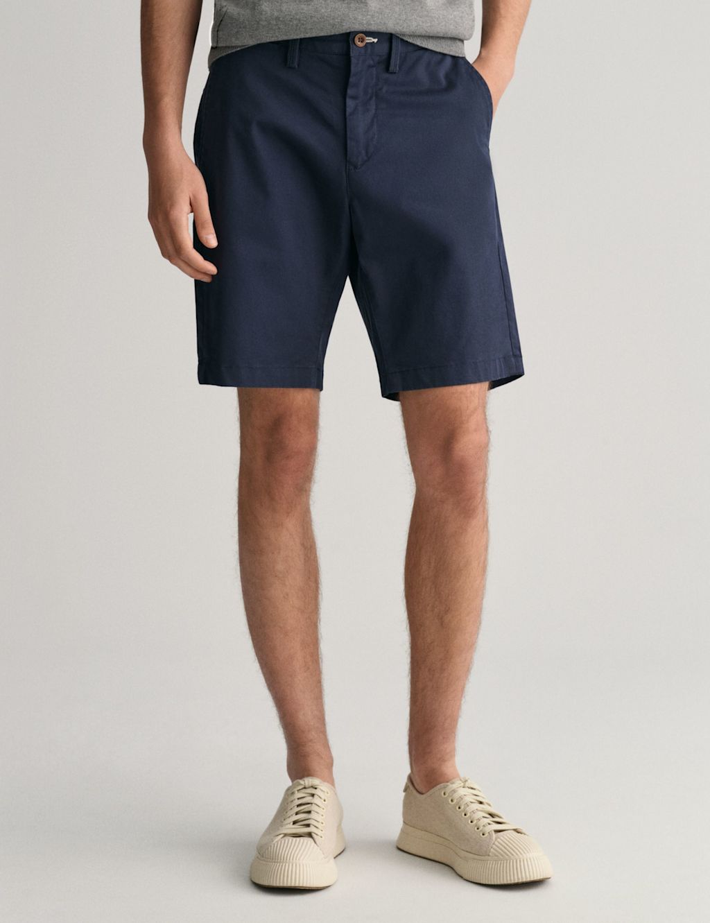 GANT Slim Fit Stretch Chino Shorts - 30 - Navy, Navy