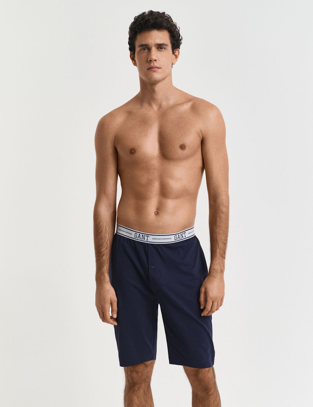 GANT Pure Cotton Jersey Pyjama Shorts - L - Navy, Navy