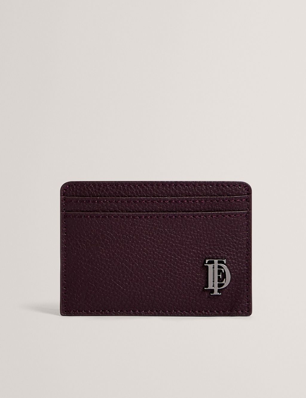 Ted Baker Pebbled Leather Card Holder - Burgundy, Burgundy
