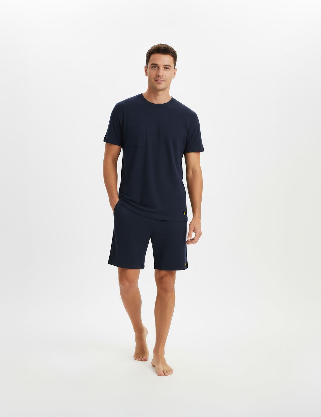Lyle & Scott Cotton Rich Waffle Loungewear Set - 2XL - Navy, Navy