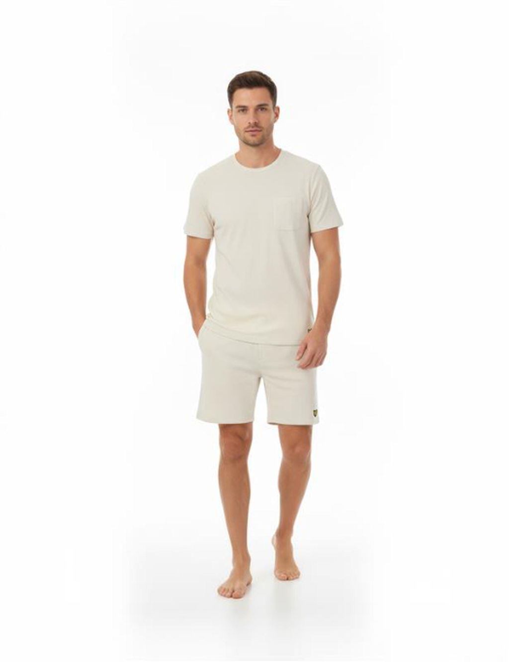 Lyle & Scott Cotton Rich Waffle Loungewear Set - 2XL - Stone, Stone