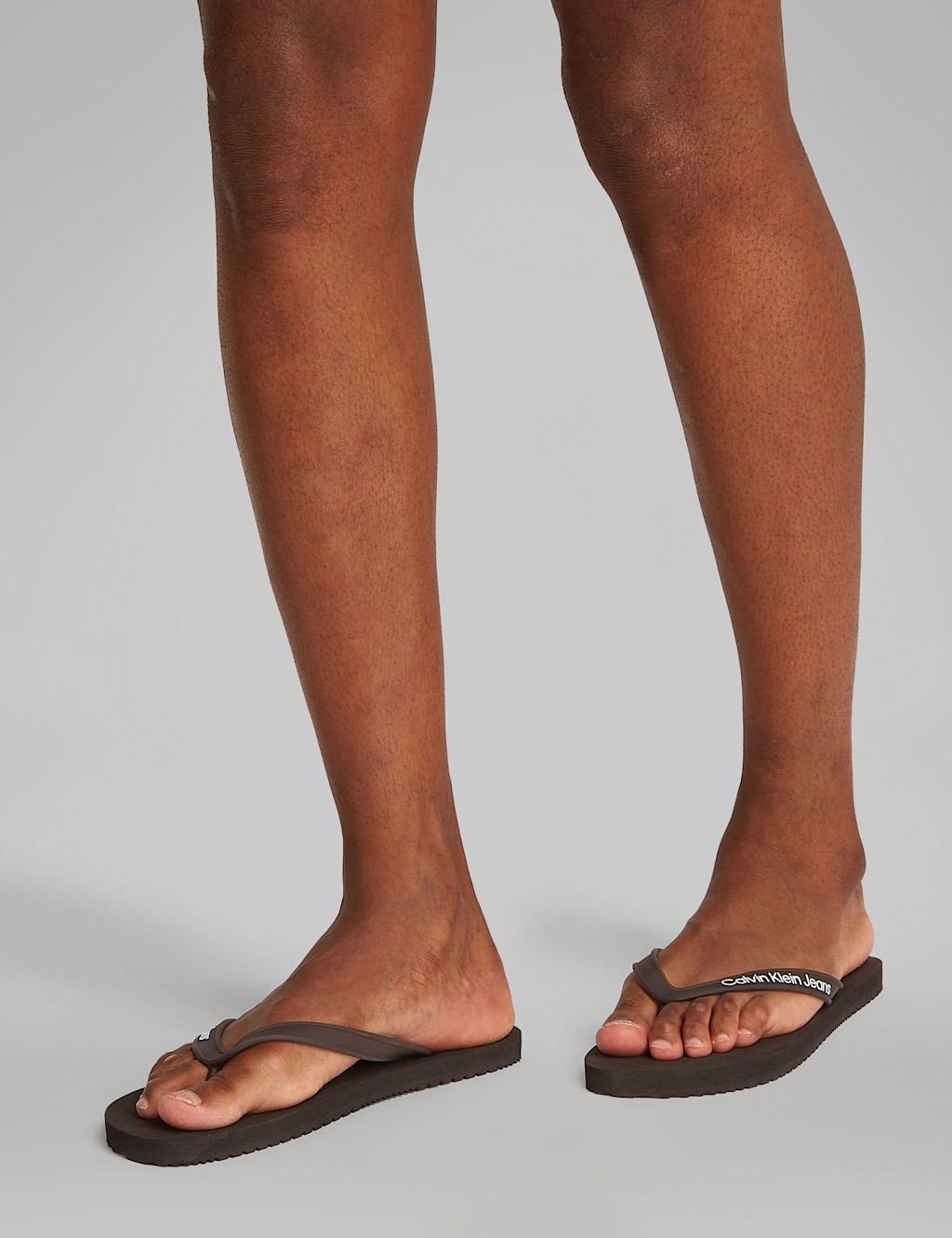 Calvin Klein Logo Flip Flops - 10 - Black Mix, Black Mix