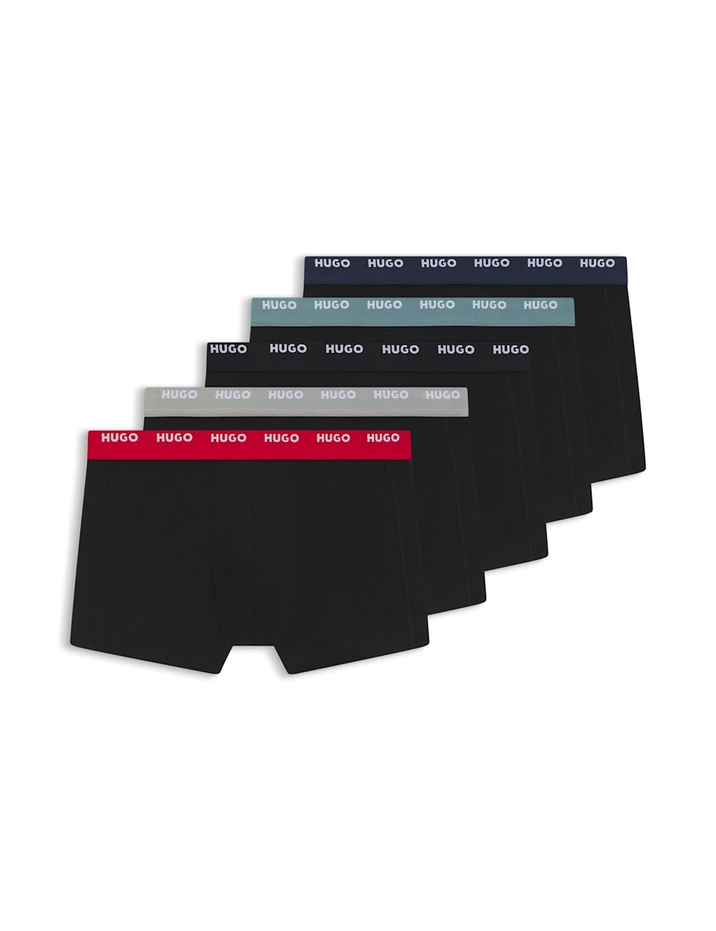 Hugo 5 Pack Cotton Rich Trunks - 2XL - Black, Black