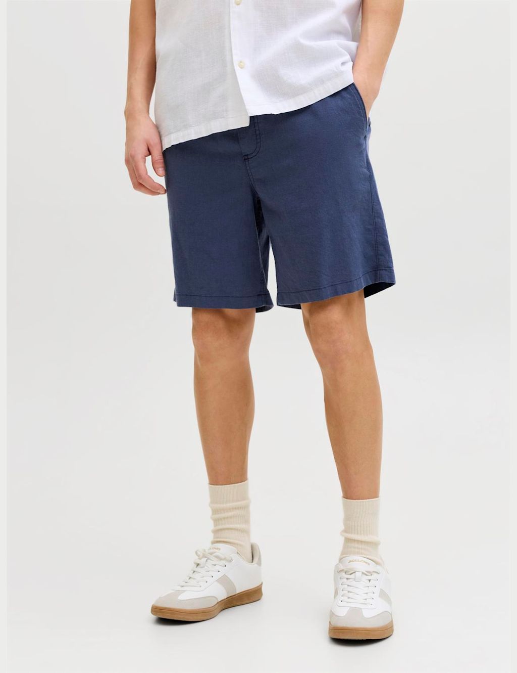 JACK & JONES Cotton Linen Blend Shorts - 2XL - Navy, Navy