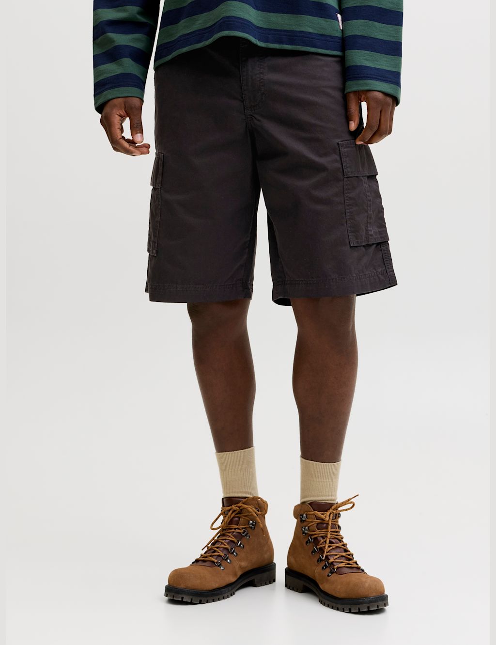 JACK & JONES Pure Cotton Cargo Shorts - XL - Black, Black