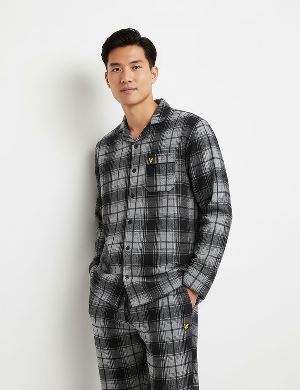 Lyle & Scott Cotton Rich Checked Pyjama Set - XXL - Grey Mix, Grey Mix