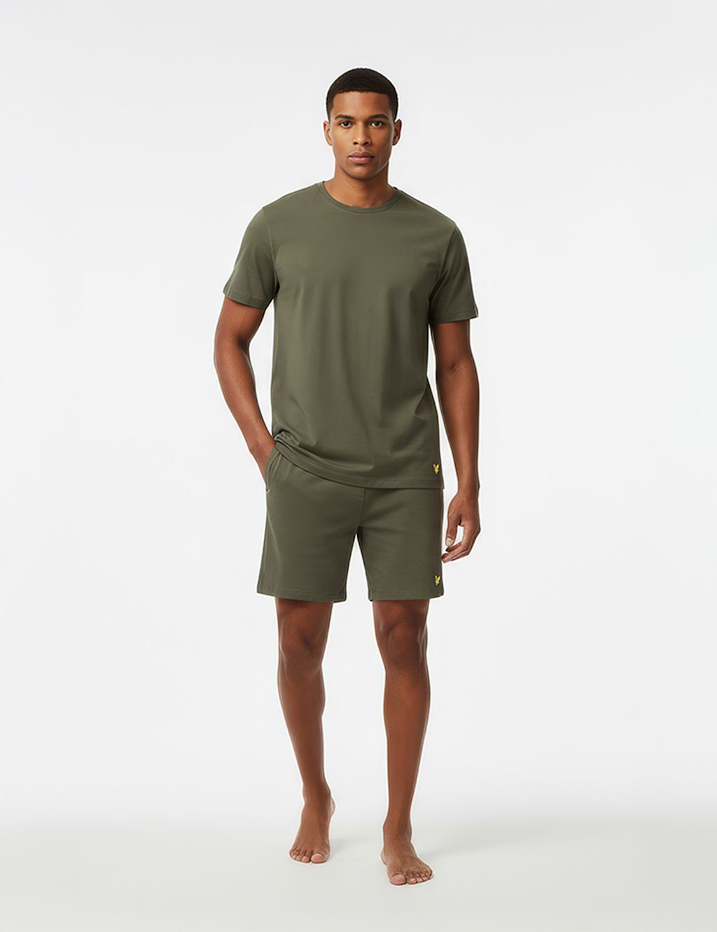 Lyle & Scott Cotton Rich Loungewear Set - Khaki, Khaki