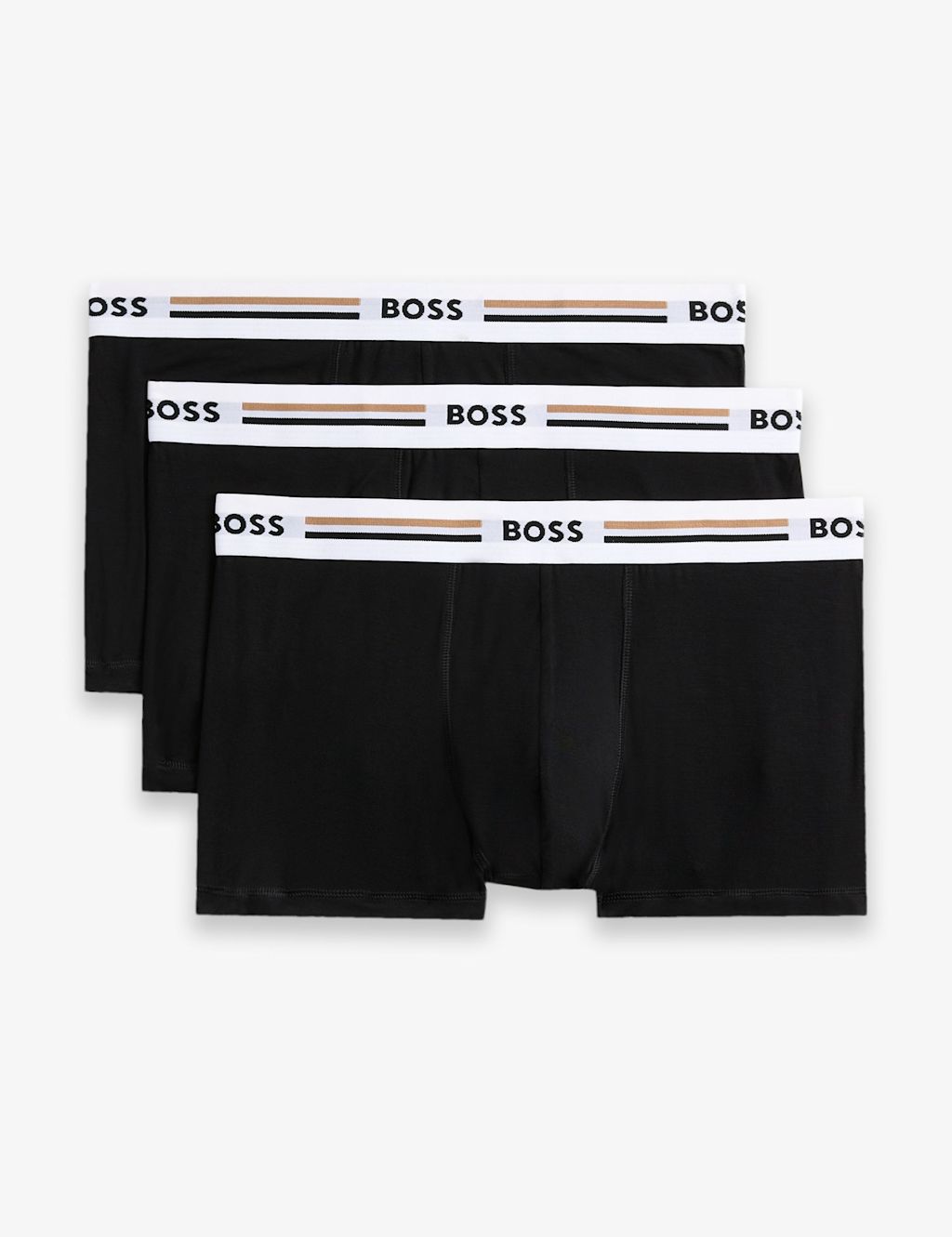 Boss 3 Pack Logo Stripe Waistband Trunks - 2XL - Black, Black