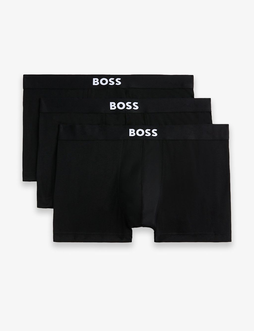 3 Pack Cotton Rich Boss One Logo Trunks - Black, Black