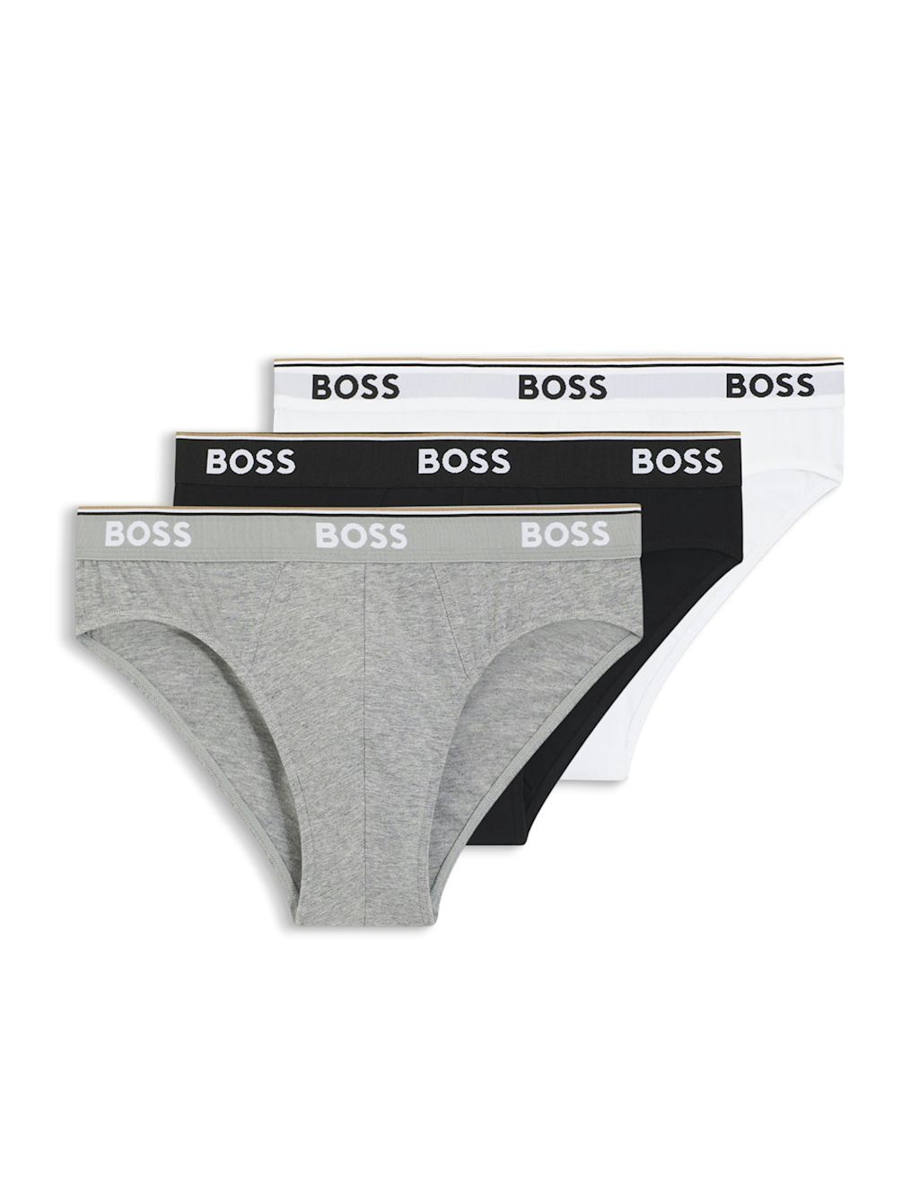 Boss 3 Pack Power Cotton Rich Logo Waistband Briefs - XL - Multi, Multi