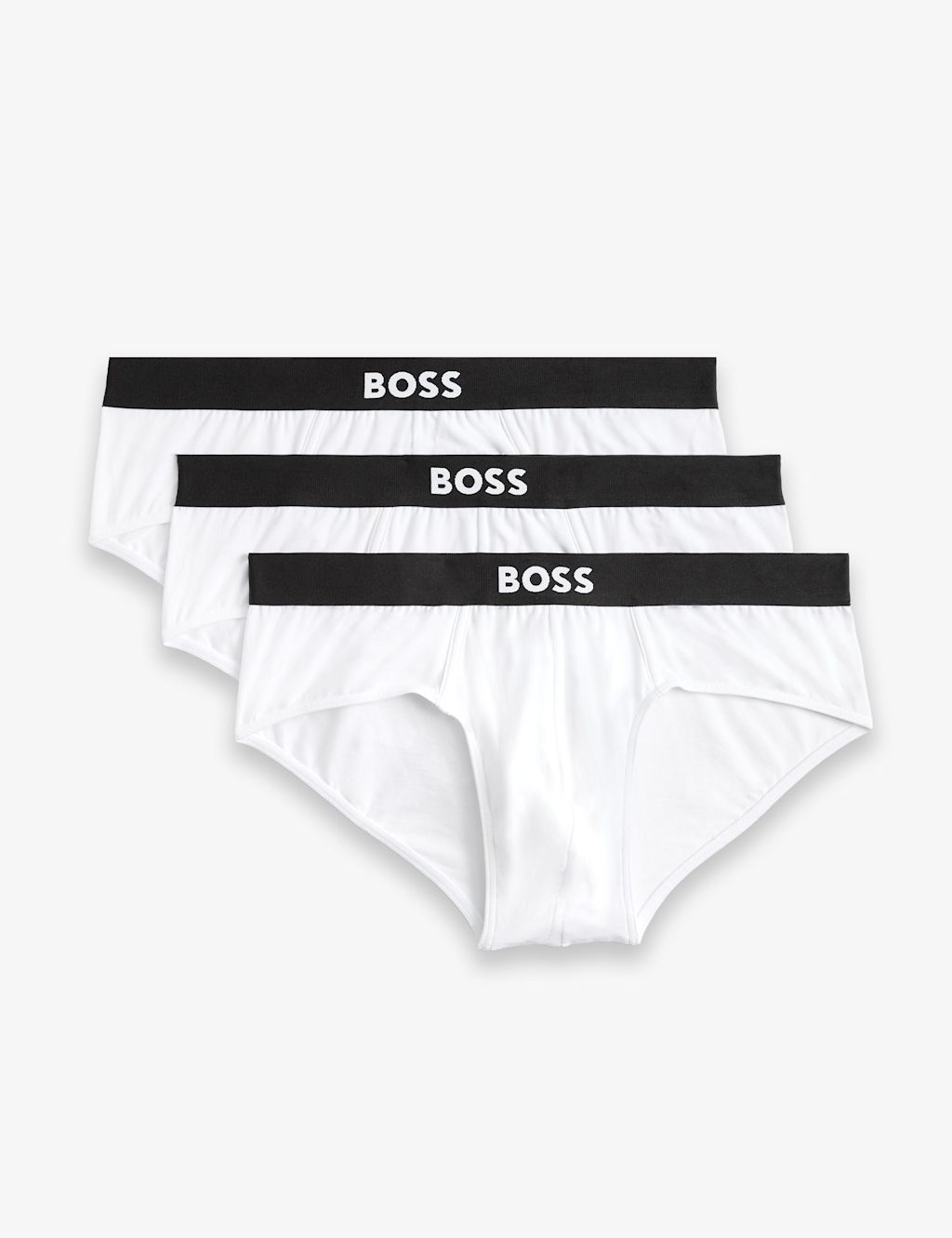 Boss 3 Pack Cotton Rich Logo Waistband Briefs - 2XL - White, White