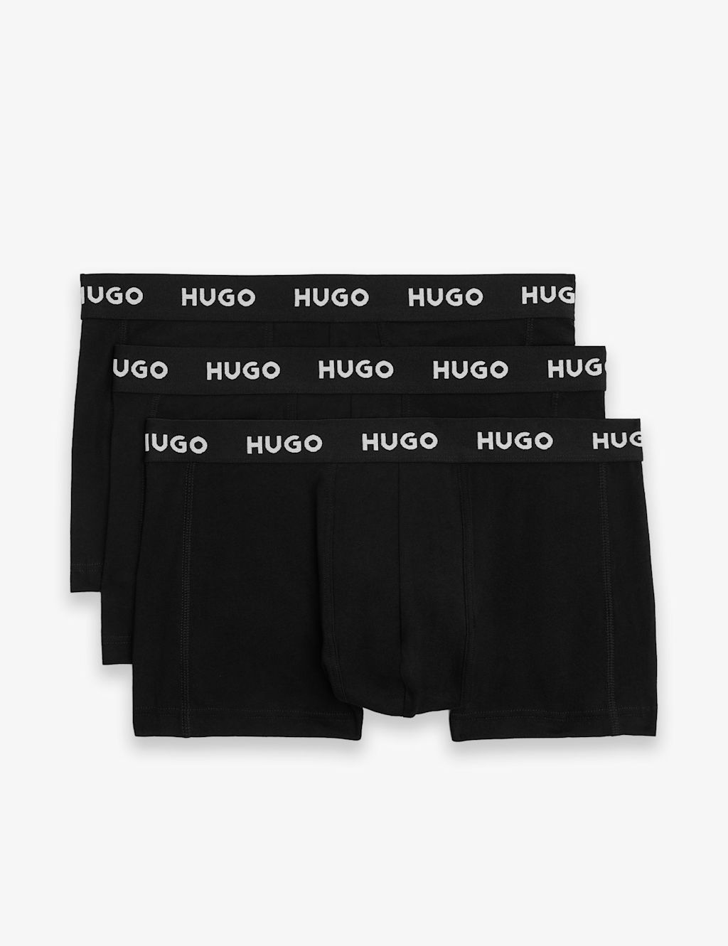 Hugo 3 Pack Cotton Rich Logo Waistband Trunks - L - Black, Black