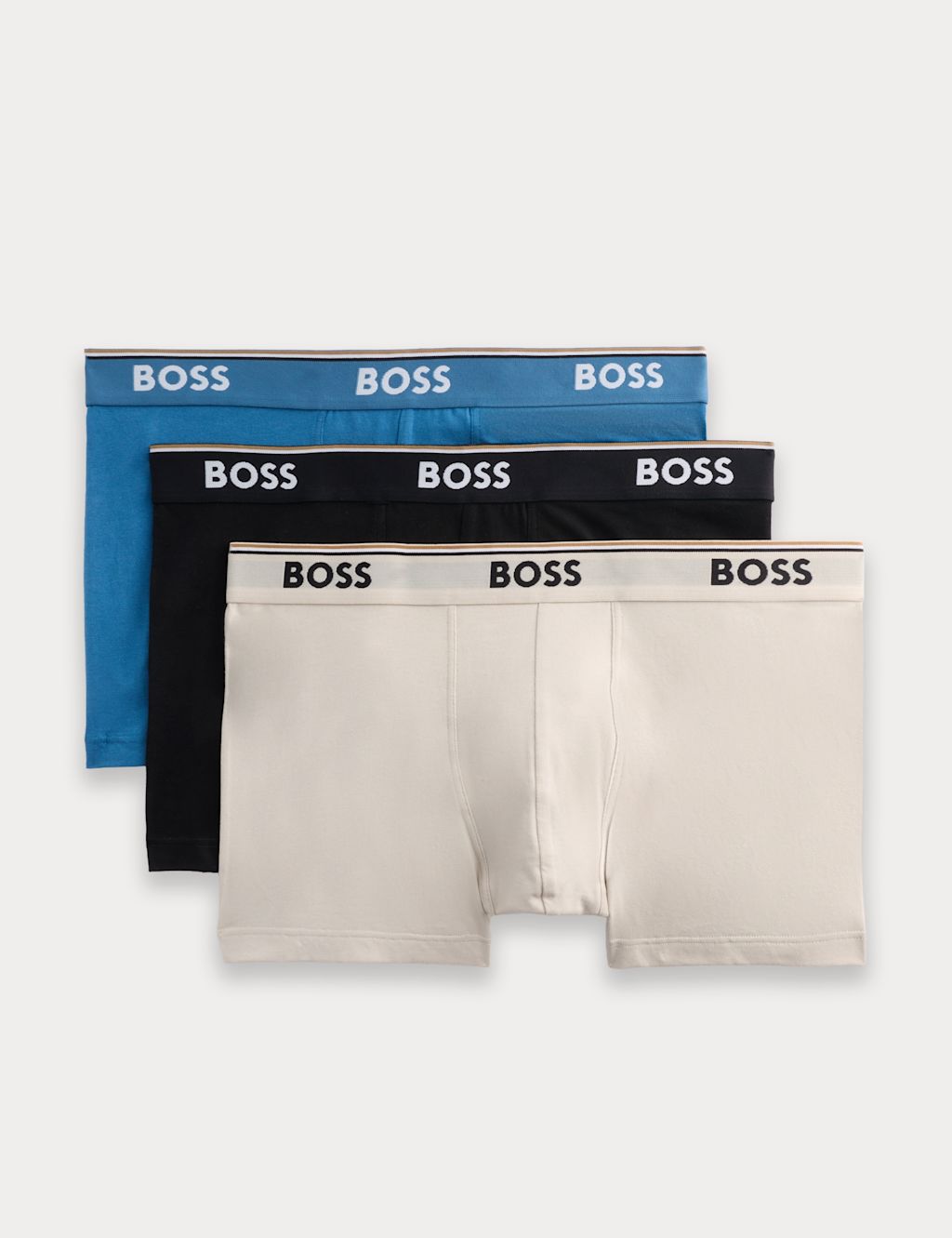 Boss 3 Pack Cotton Stretch Logo Waistband Trunks - 2XL - Blue Mix, Blue Mix