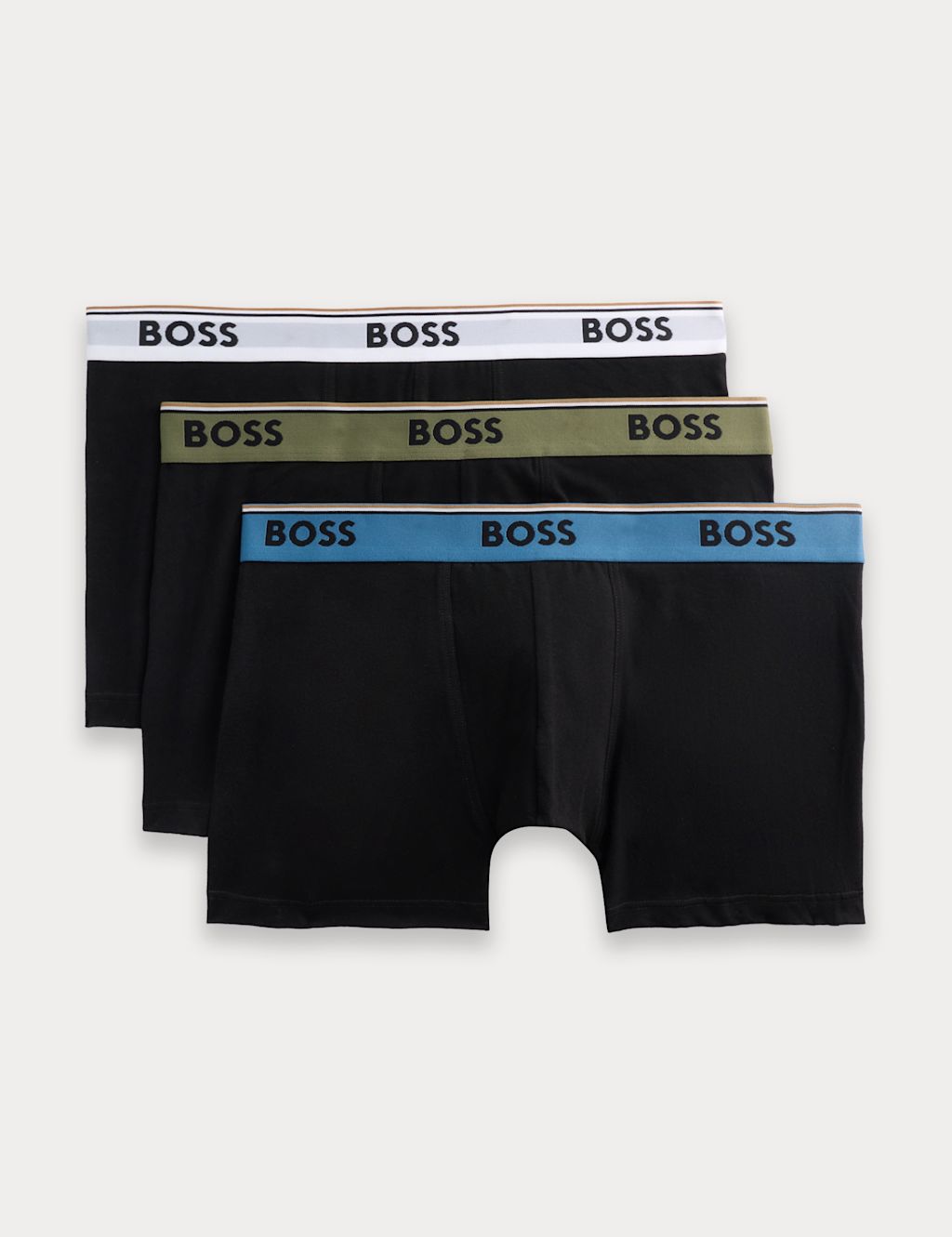 Boss 3 Pack Cotton Stretch Logo Waistband Trunks - 2XL - Black, Black