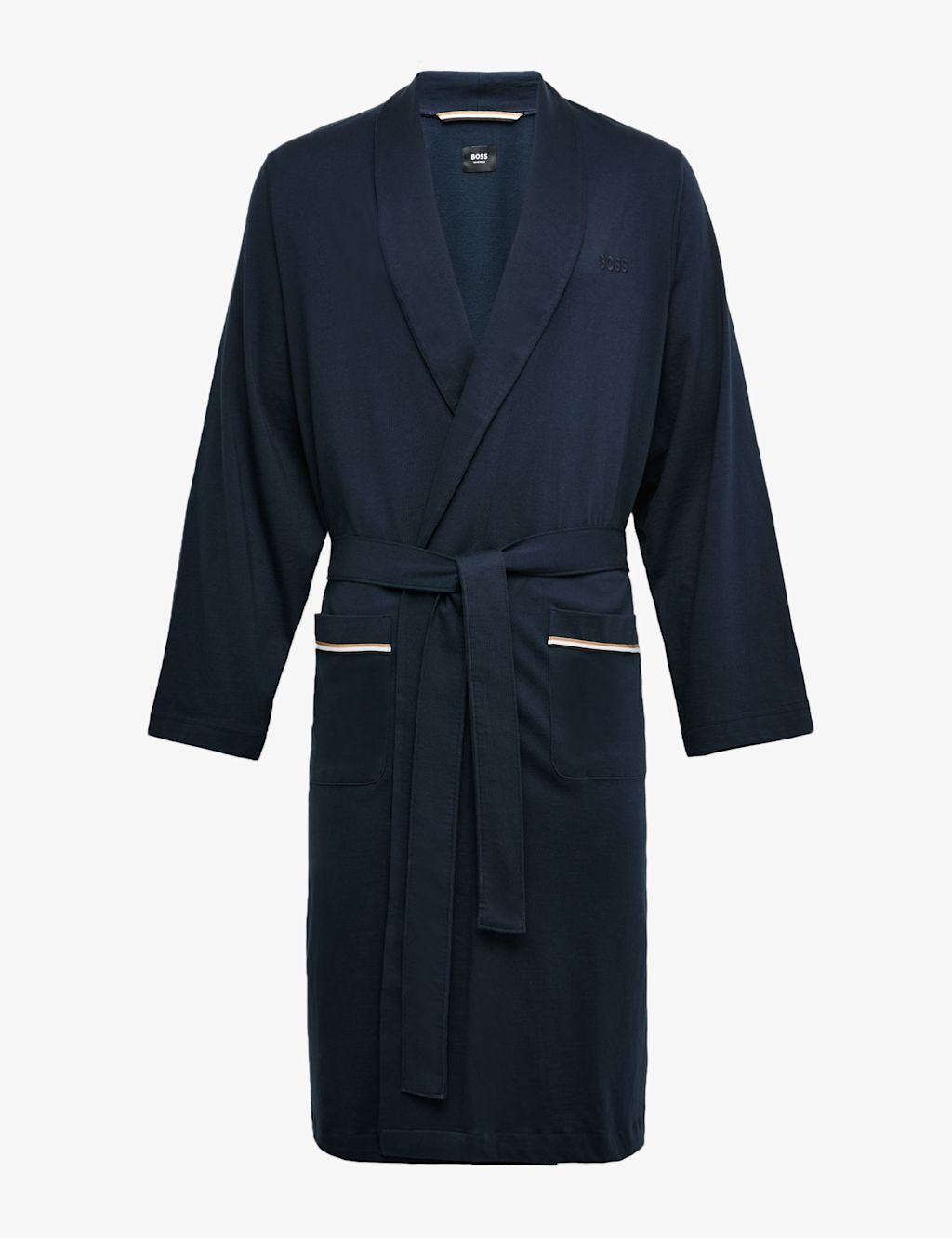 Boss Pure Cotton Dressing Gown - L - Navy, Navy