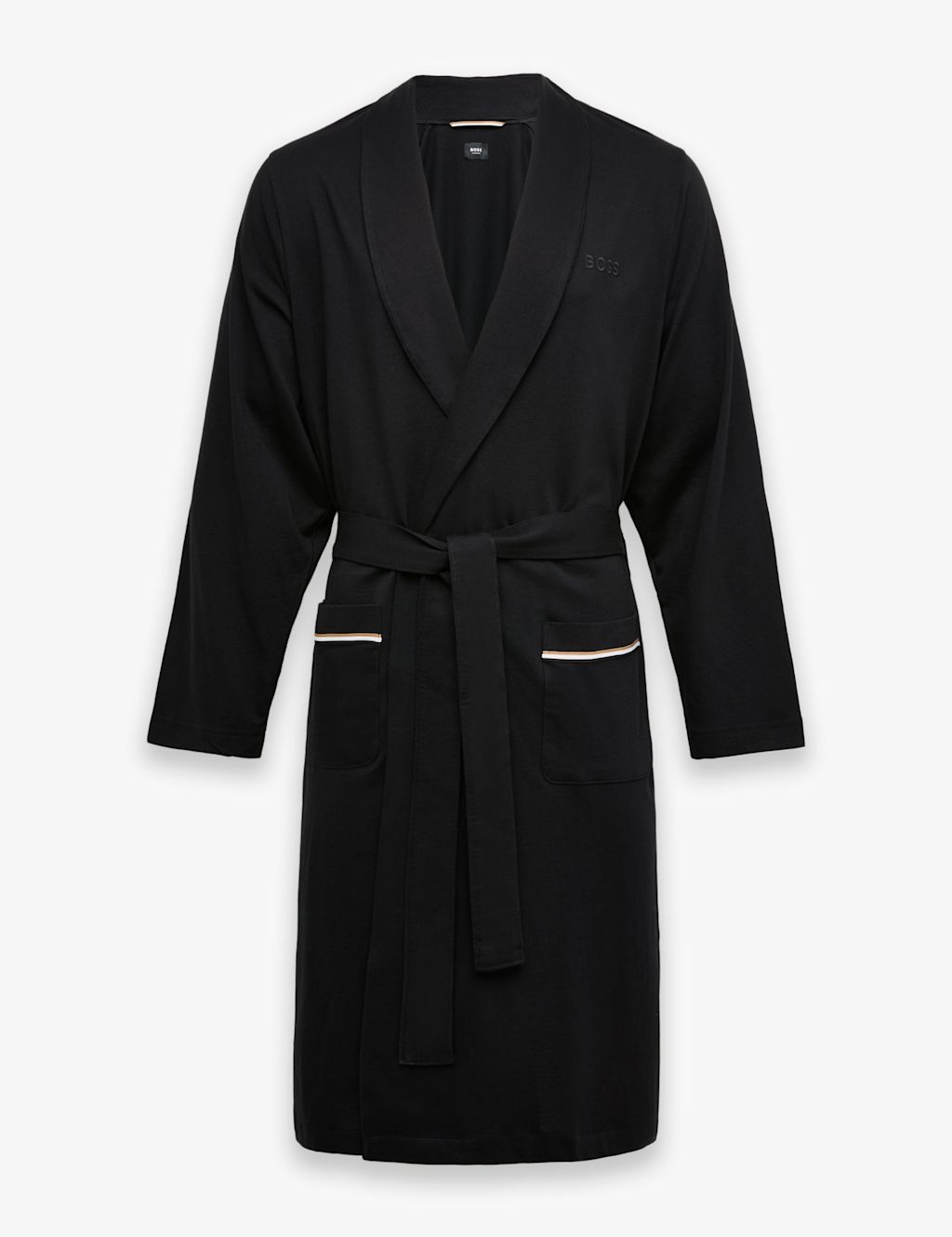 Boss Pure Cotton Dressing Gown - L - Black, Black