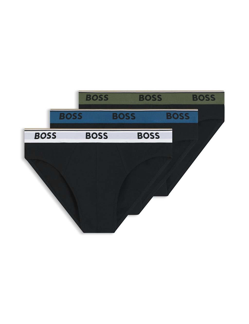 Boss 3 Pack Cotton Rich Logo Briefs - 2XL - Black, Black