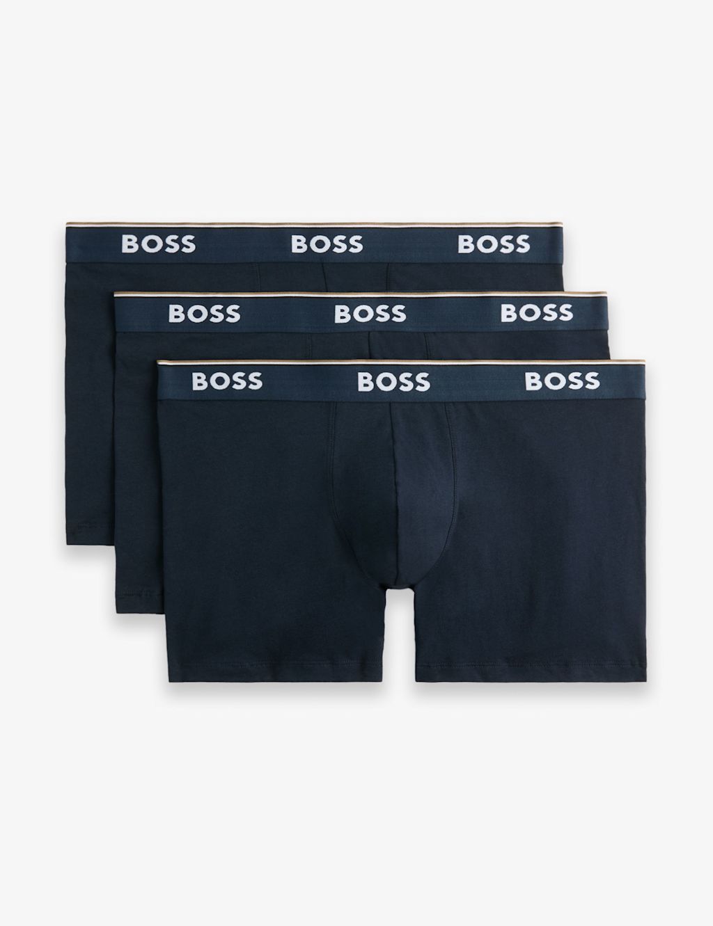 Boss 3 Pack Power Cotton Rich Logo Boxer Briefs - 2XL - Navy Mix, Navy Mix