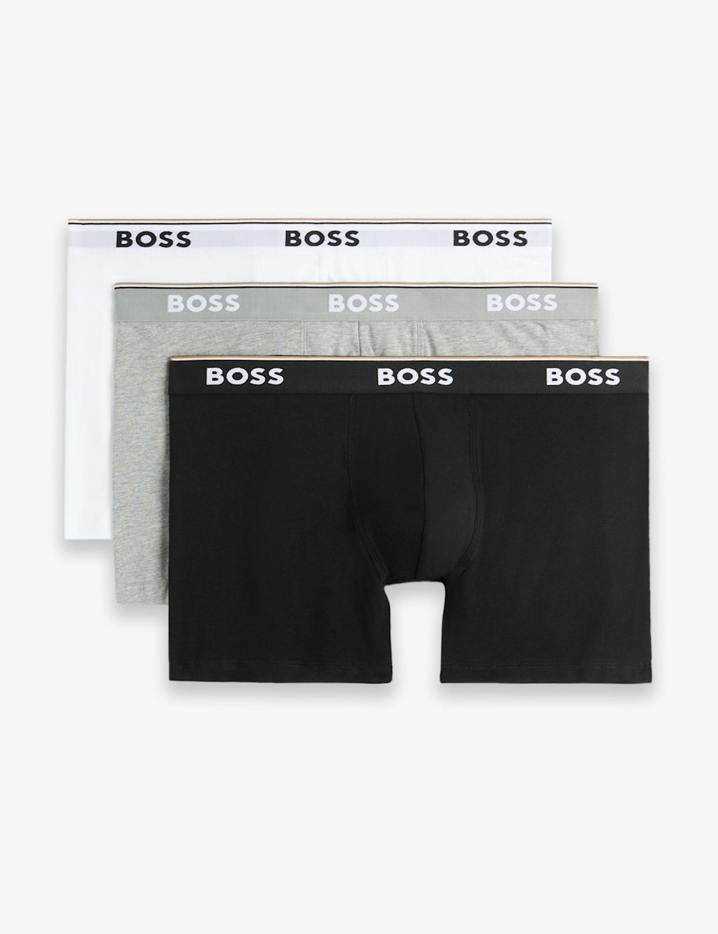 Boss 3 Pack Power Cotton Rich Logo Boxer Briefs - 2XL - Black Mix, Black Mix