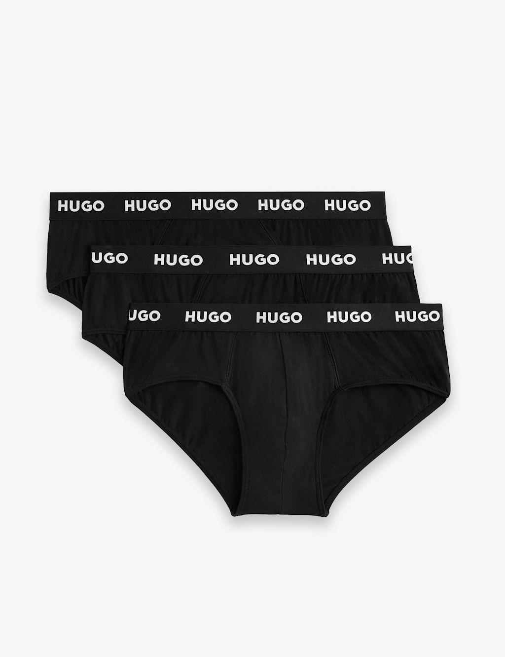 Hugo 3 Pack Cotton Rich Hip Briefs - XL - Black Mix, Black Mix