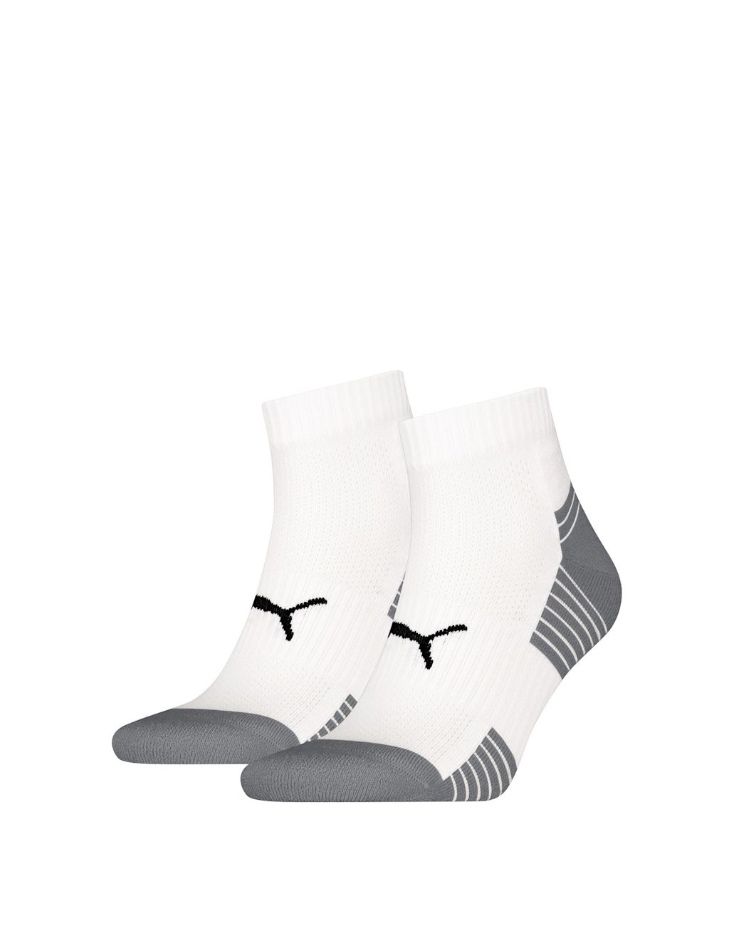 Puma 2 Pack Cushioned Quarter Sports Socks - 6-8 - White Mix, White Mix