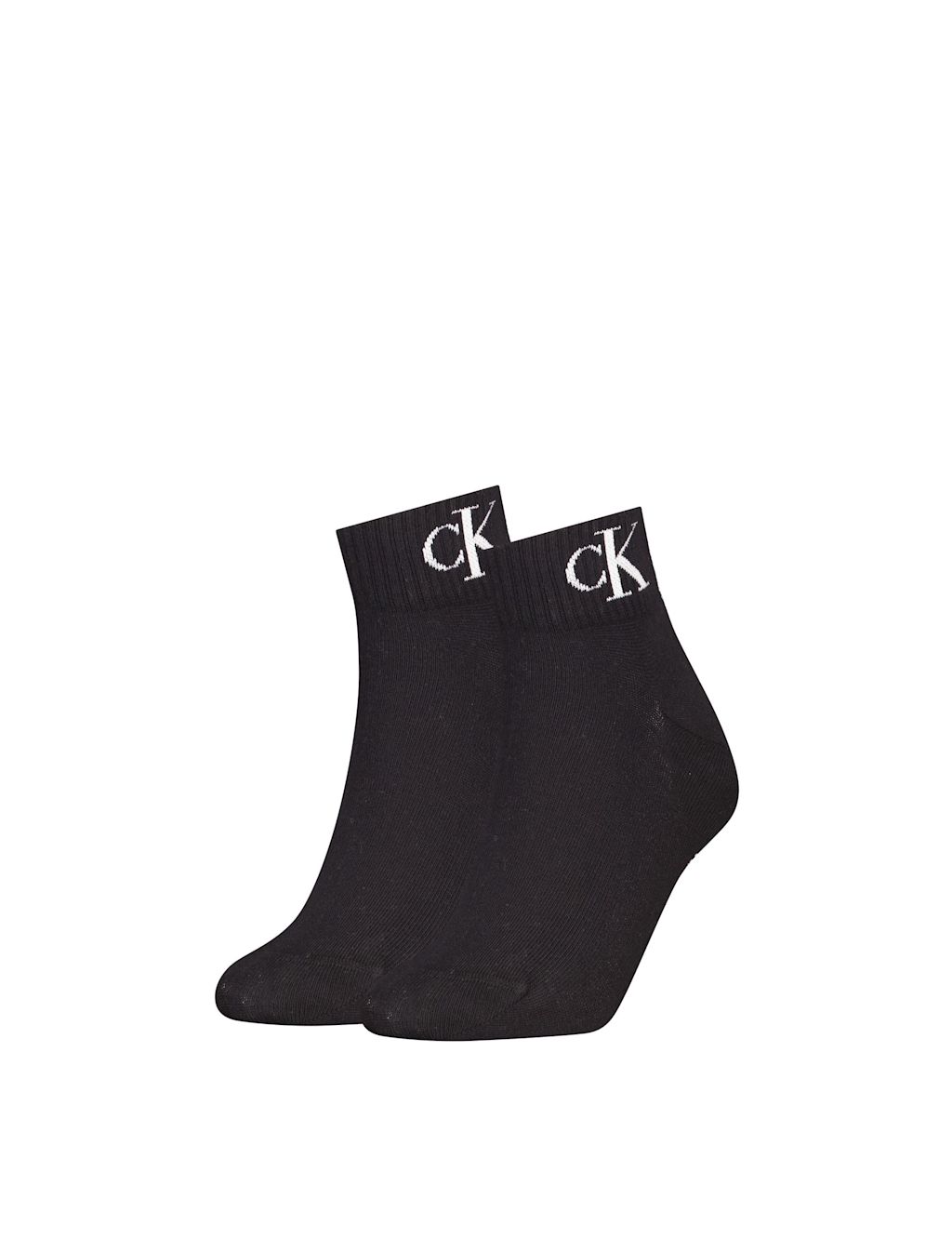 Calvin Klein 2 Pack Cotton Rich Monogram Trainer Socks - 2-5 - Black, Black