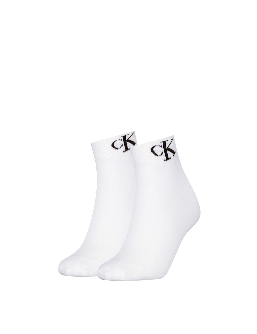 Calvin Klein 2 Pack Cotton Rich Monogram Trainer Socks - 2-5 - White, White