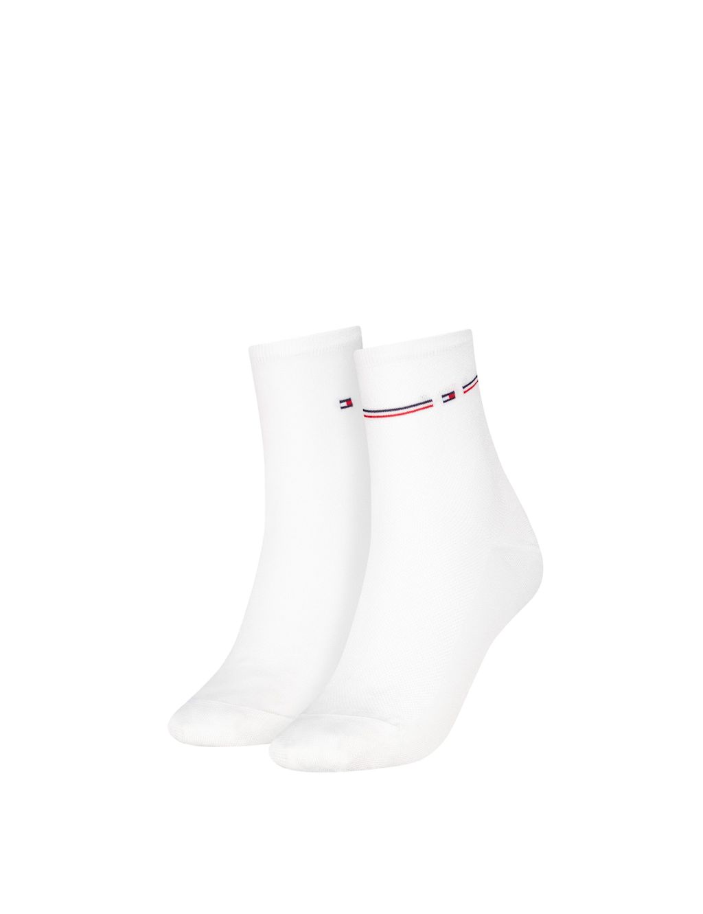 Tommy Hilfiger 2 Pack Flag Logo Ankle High Socks - 2-5 - White, White