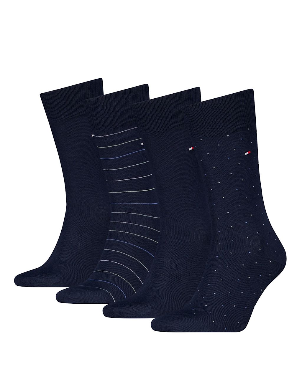 Tommy Hilfiger 4 Pack Assorted Cotton Rich Socks Gift Tin - 6-8 - Navy, Navy