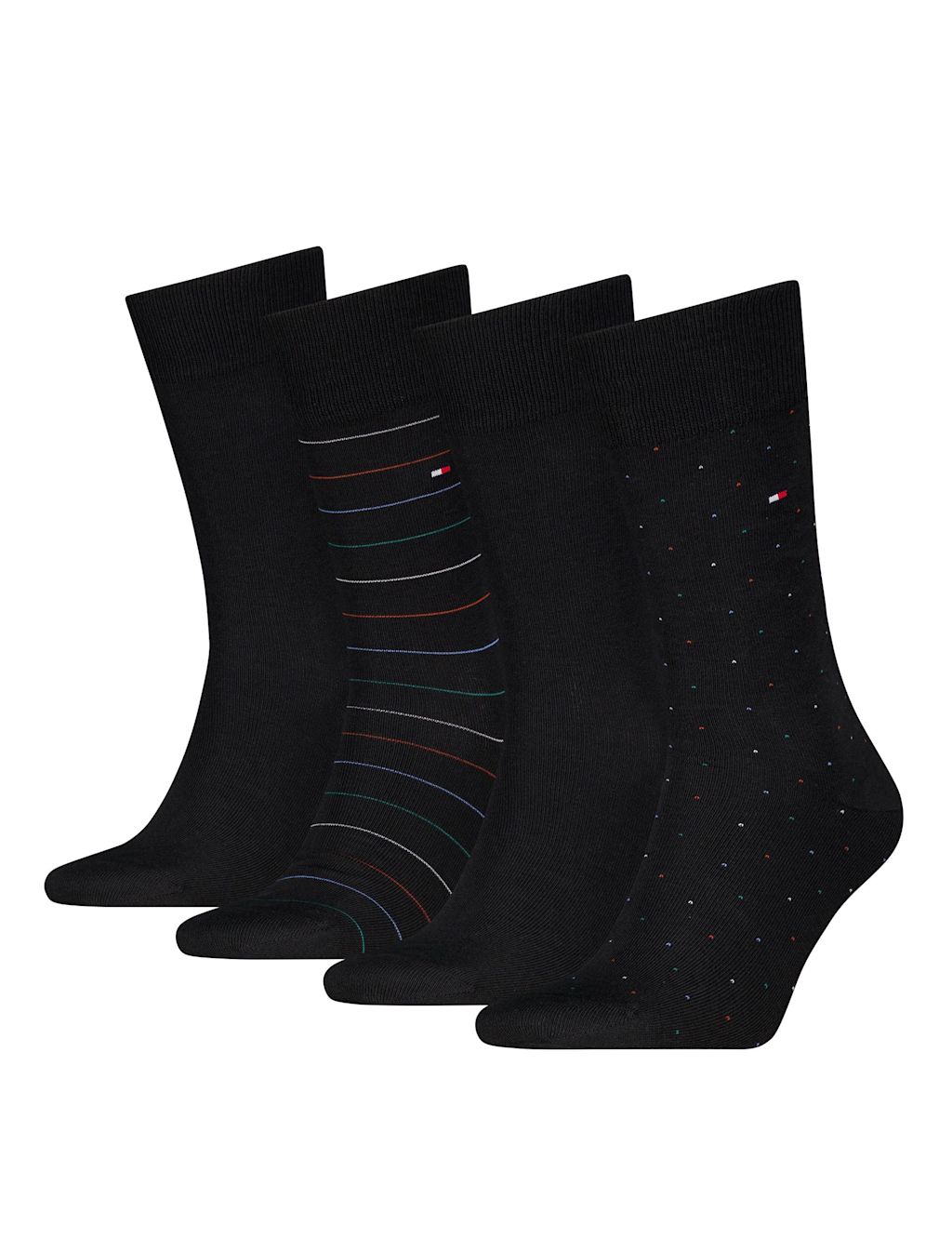 Tommy Hilfiger 4 Pack Assorted Cotton Rich Socks Gift Tin - 6-8 - Black, Black