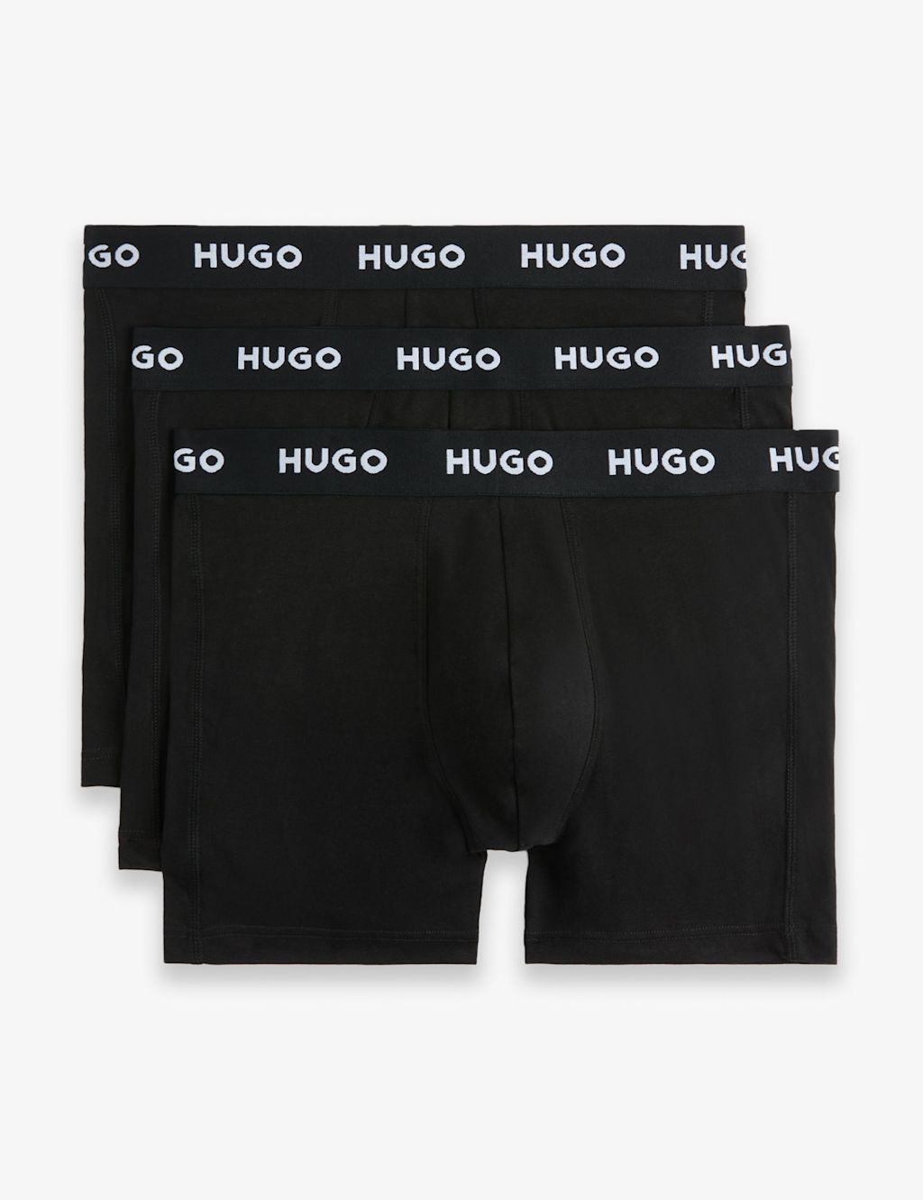 Hugo 3 Pack Cotton Rich Logo Waistband Boxer Briefs - 2XL - Black, Black
