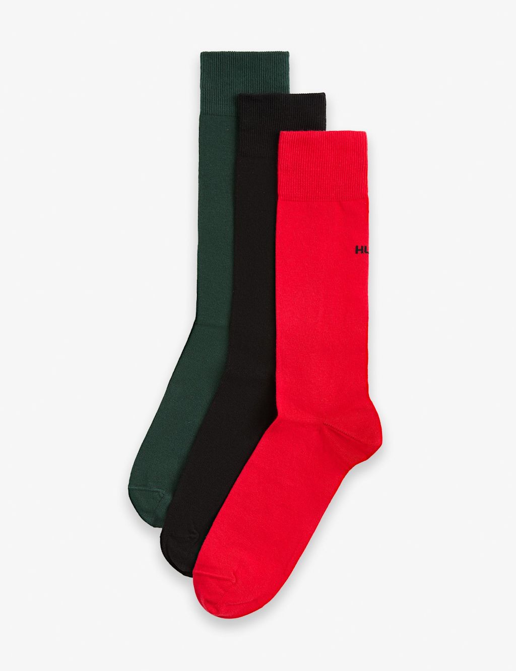 Hugo 3 Pack Logo Cotton Rich Socks - 5&frac12; -8 - Black, Black