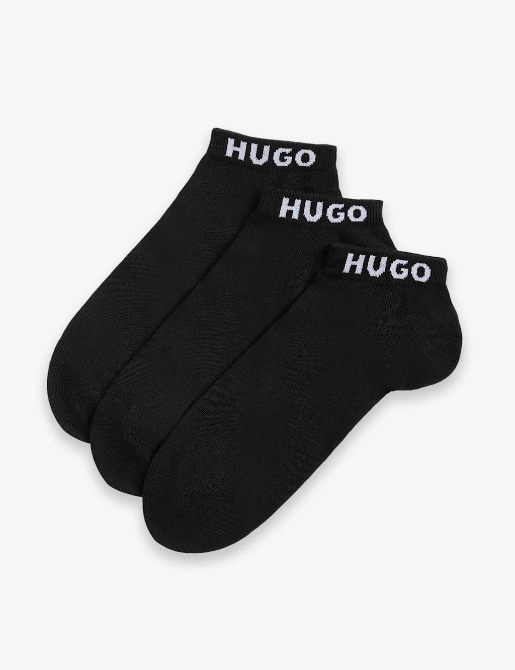 Hugo 3 Pack Cotton Rich Trainer Socks - 5&frac12; -8 - Black Mix, Black Mix
